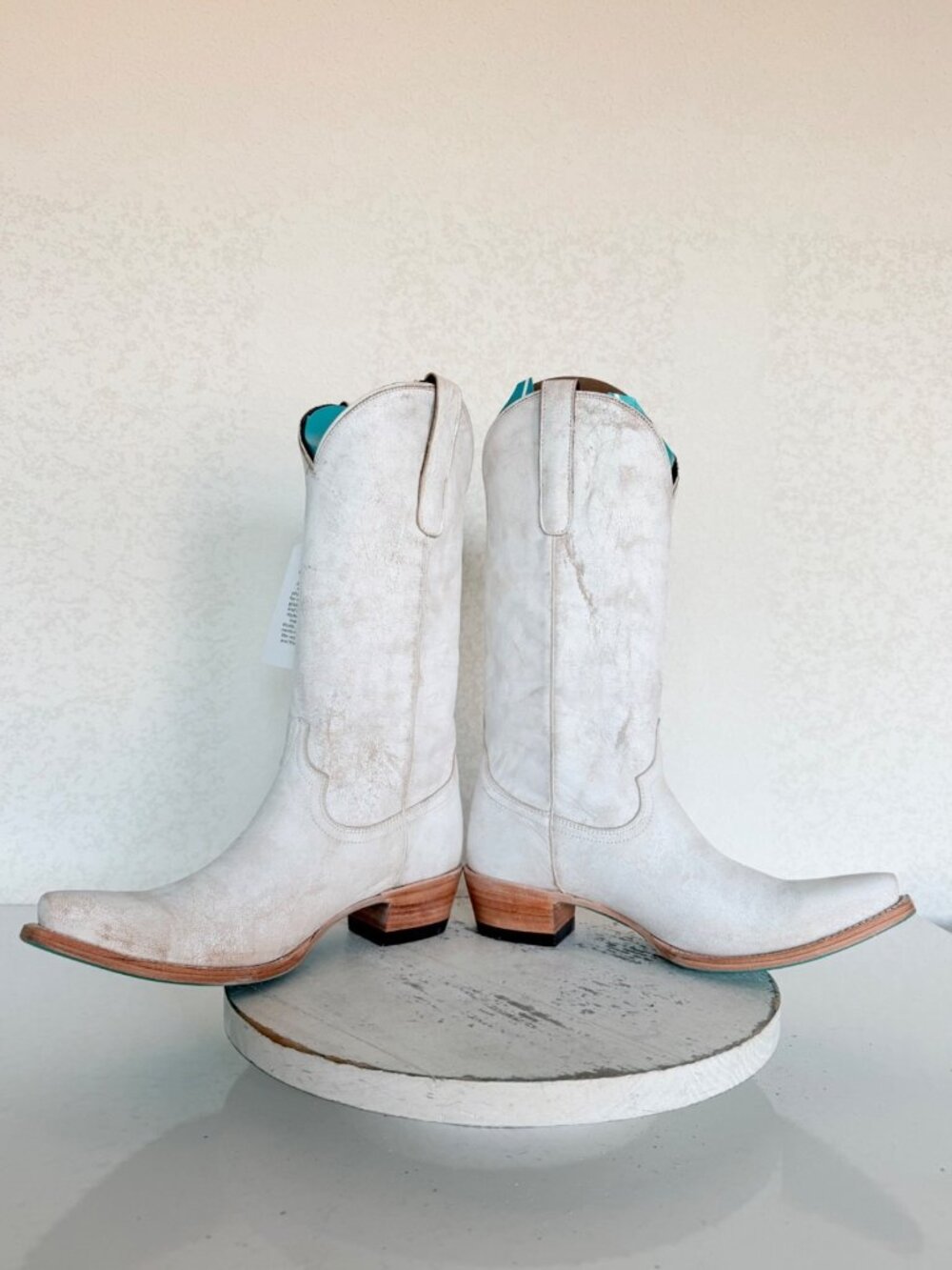Lane EMMA JANE White Cowboy Boots Womens 8 Western Leather Mid Calf Snip Toe - Picture 7 of 11